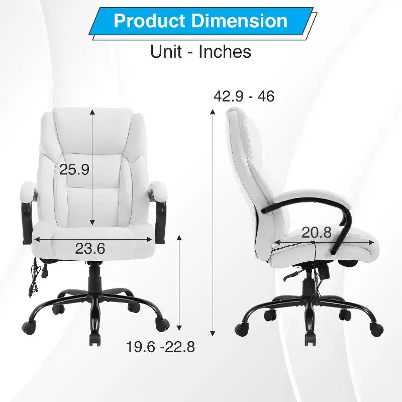 Fauteuil de bureau pour personnes de grande taille, capacité de 500 lbs, fauteuil de direction et chaise d’ordinateur avec soutien lombaire