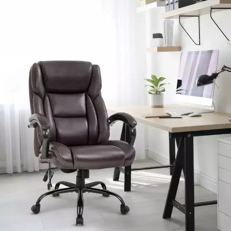 Fauteuil de bureau pour personnes de grande taille, capacité de 500 lbs, fauteuil de direction et chaise d’ordinateur avec soutien lombaire