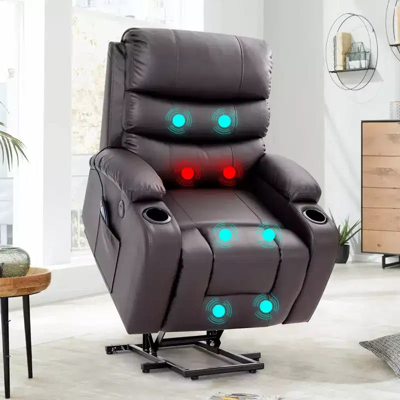 Relaxsessel mit Massage- und Wärmefunktion für Senioren, mit 2 Getränkehaltern