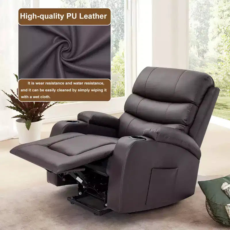 Relaxsessel mit Massage- und Wärmefunktion für Senioren, mit 2 Getränkehaltern