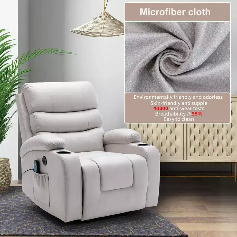 Relaxsessel mit Massage- und Wärmefunktion für Senioren, mit 2 Getränkehaltern