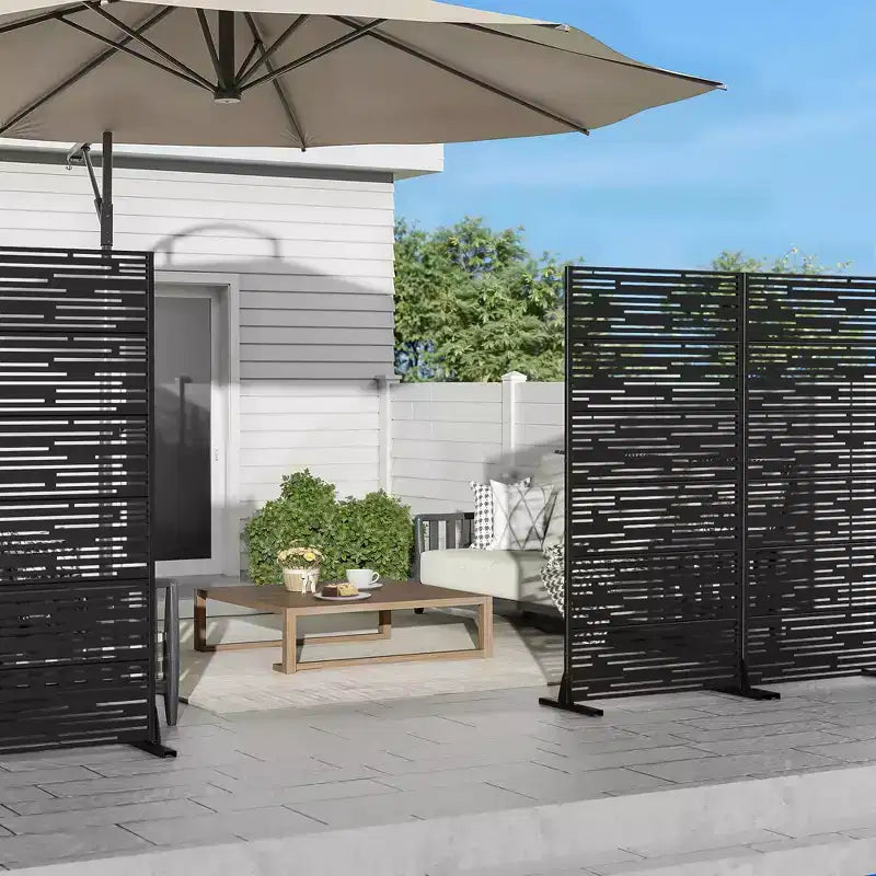 Pflanzkasten aus schwarzem Metall, 72 H35W, mit Rankgitter als Sichtschutz für Caféterrasse, Garten und Balkone