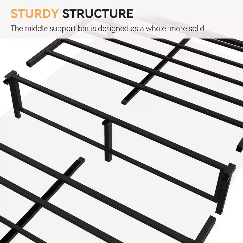 Estructura de cama con cabecera y piecera de ratán, cama de plataforma, estilo moderno de mediados de siglo, no requiere somier, fácil de montar, silenciosa