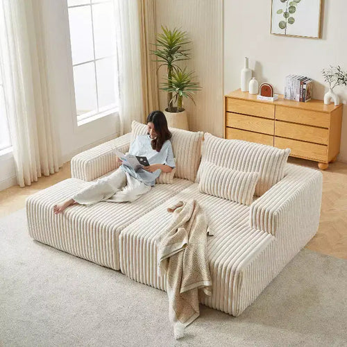 Chaise longue seccional extragrande de 87, no requiere montaje, sofá de dos plazas mullido como una nube con cama reclinable