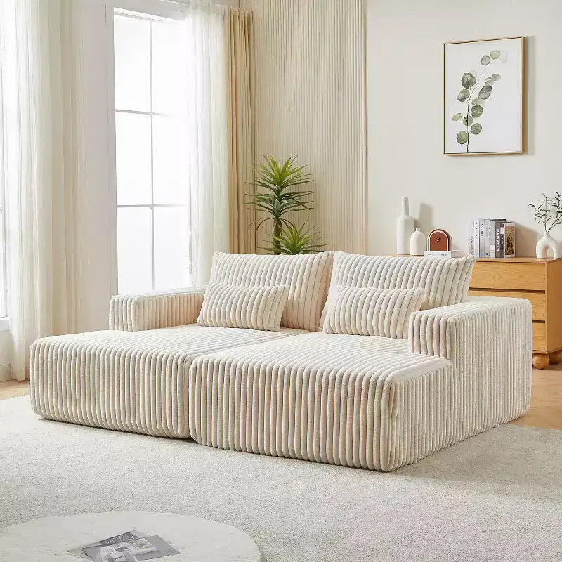 Chaise longue seccional extragrande de 87, no requiere montaje, sofá de dos plazas mullido como una nube con cama reclinable
