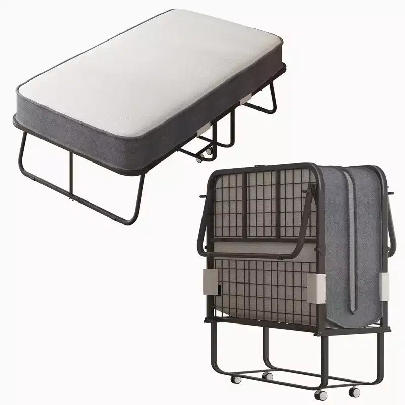 Klappbett mit Matratze, tragbares Gästebett, Campingliege, weich gepolstertes Rollbett