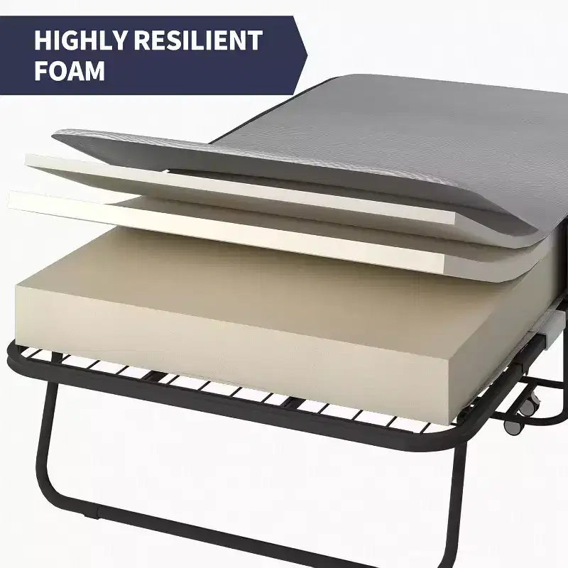 Cama plegable con colchón, cama portátil para invitados y catre de camping, acolchado suave y plegable