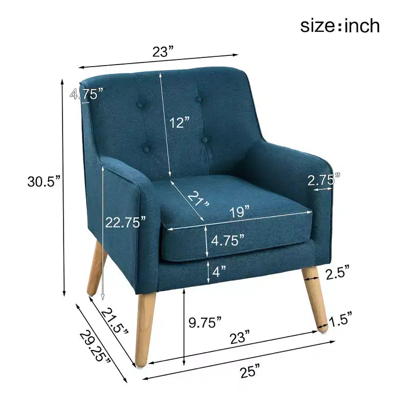 Akzentstuhl im Mid-Century-Modern-Stil mit Knopfheftung und Polsterung