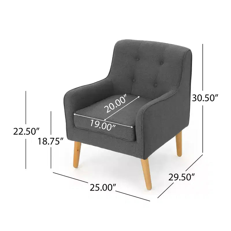 Akzentstuhl im Mid-Century-Modern-Stil mit Knopfheftung und Polsterung