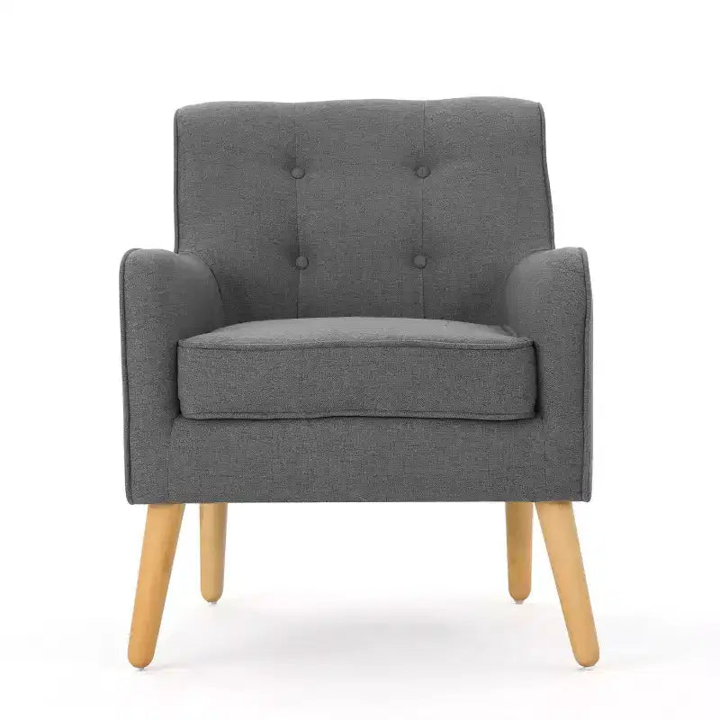 Akzentstuhl im Mid-Century-Modern-Stil mit Knopfheftung und Polsterung