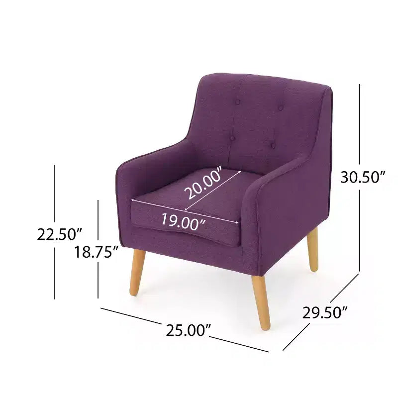 Akzentstuhl im Mid-Century-Modern-Stil mit Knopfheftung und Polsterung