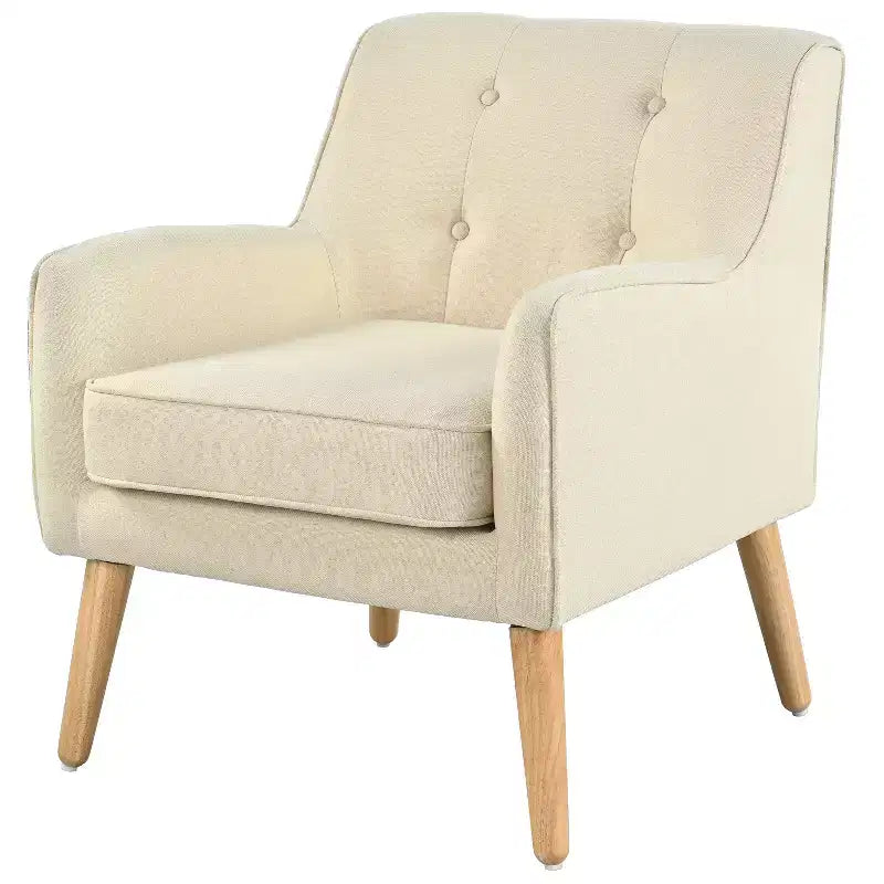 Akzentstuhl im Mid-Century-Modern-Stil mit Knopfheftung und Polsterung