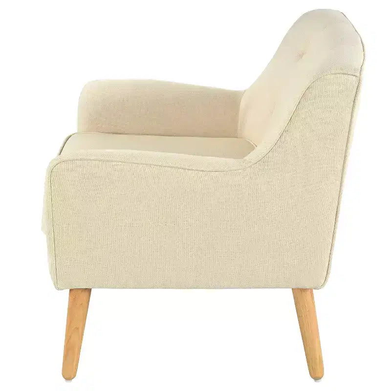 Akzentstuhl im Mid-Century-Modern-Stil mit Knopfheftung und Polsterung
