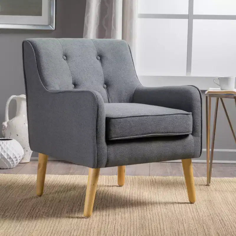 Akzentstuhl im Mid-Century-Modern-Stil mit Knopfheftung und Polsterung