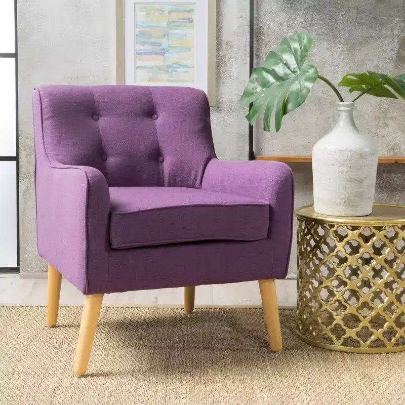 Akzentstuhl im Mid-Century-Modern-Stil mit Knopfheftung und Polsterung