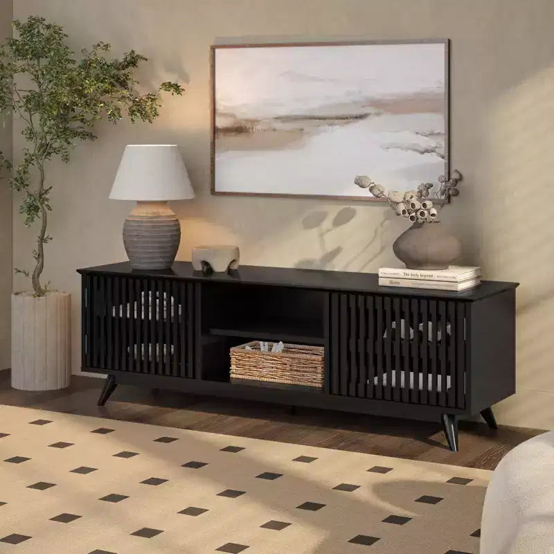 TV-Schrank aus Massivholz im Mid-Century-Modern-Stil, 59, mit 2 Türen
