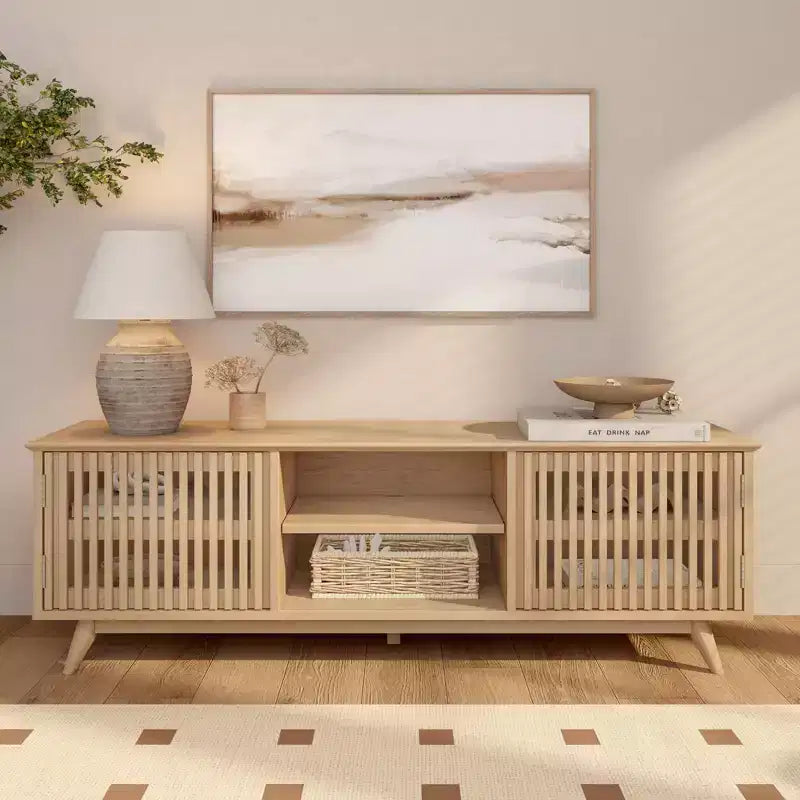 TV-Schrank aus Massivholz im Mid-Century-Modern-Stil, 59, mit 2 Türen