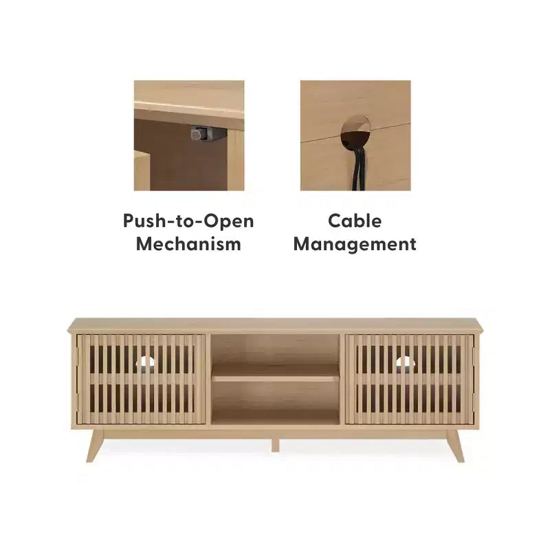 TV-Schrank aus Massivholz im Mid-Century-Modern-Stil, 59, mit 2 Türen