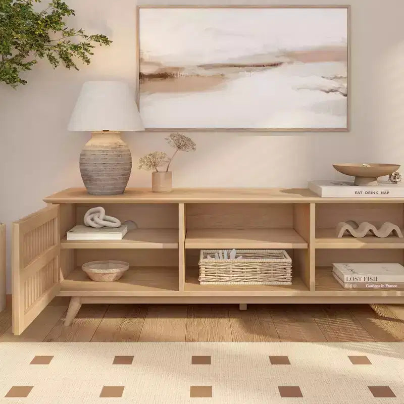 TV-Schrank aus Massivholz im Mid-Century-Modern-Stil, 59, mit 2 Türen