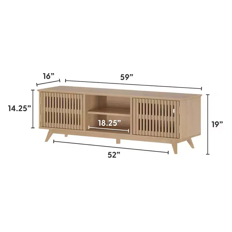 TV-Schrank aus Massivholz im Mid-Century-Modern-Stil, 59, mit 2 Türen