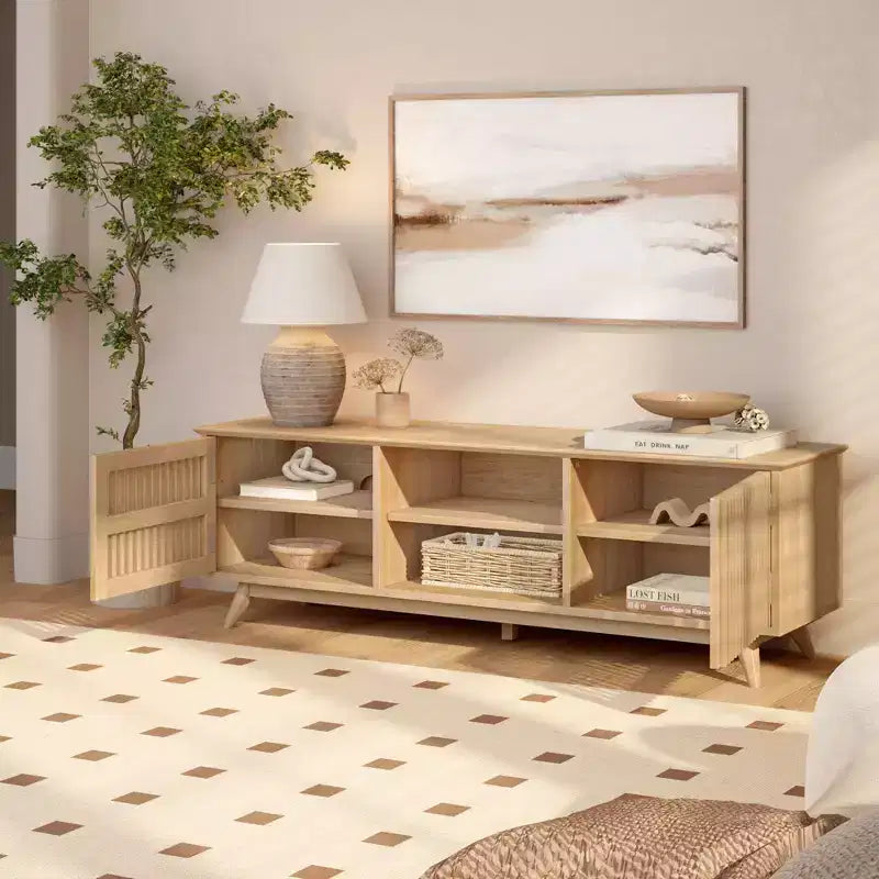 TV-Schrank aus Massivholz im Mid-Century-Modern-Stil, 59, mit 2 Türen