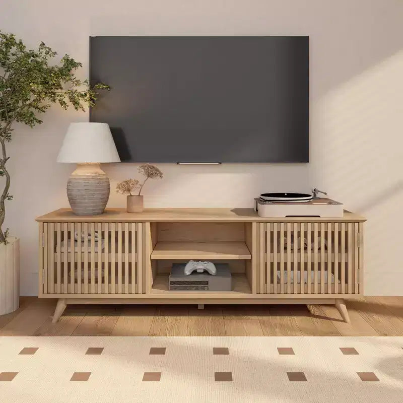 TV-Schrank aus Massivholz im Mid-Century-Modern-Stil, 59, mit 2 Türen