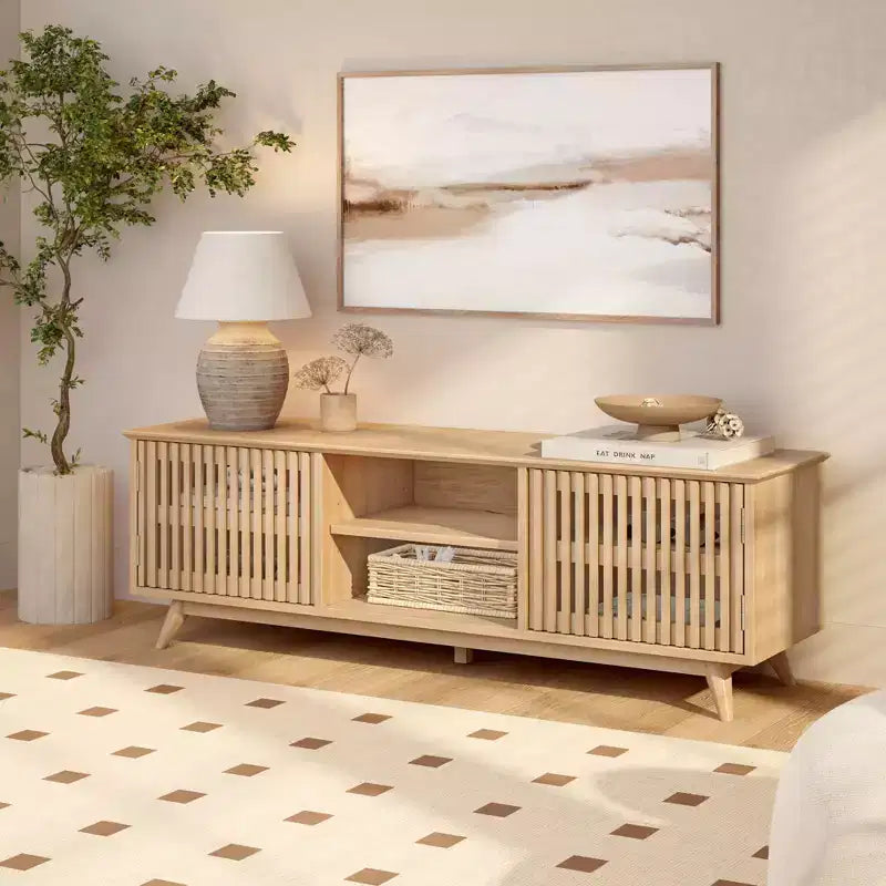 TV-Schrank aus Massivholz im Mid-Century-Modern-Stil, 59, mit 2 Türen