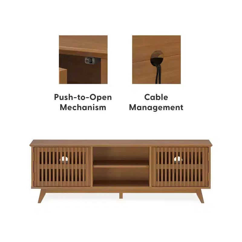 TV-Schrank aus Massivholz im Mid-Century-Modern-Stil, 59, mit 2 Türen