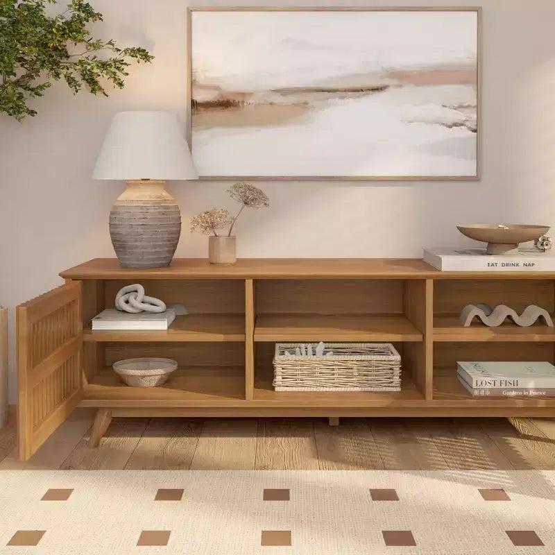 TV-Schrank aus Massivholz im Mid-Century-Modern-Stil, 59, mit 2 Türen