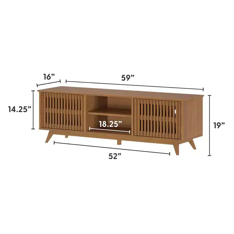 TV-Schrank aus Massivholz im Mid-Century-Modern-Stil, 59, mit 2 Türen