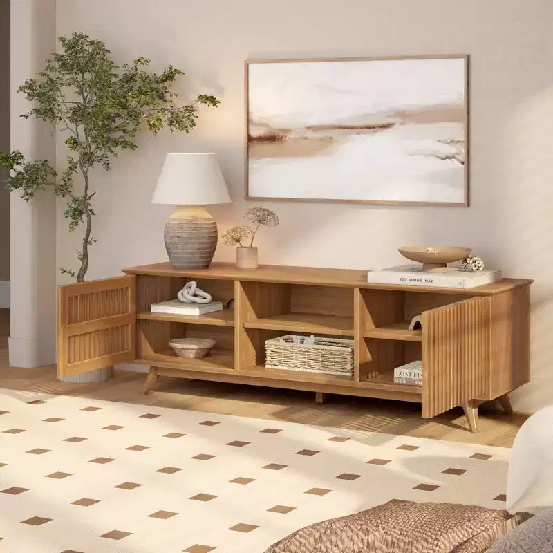 TV-Schrank aus Massivholz im Mid-Century-Modern-Stil, 59, mit 2 Türen
