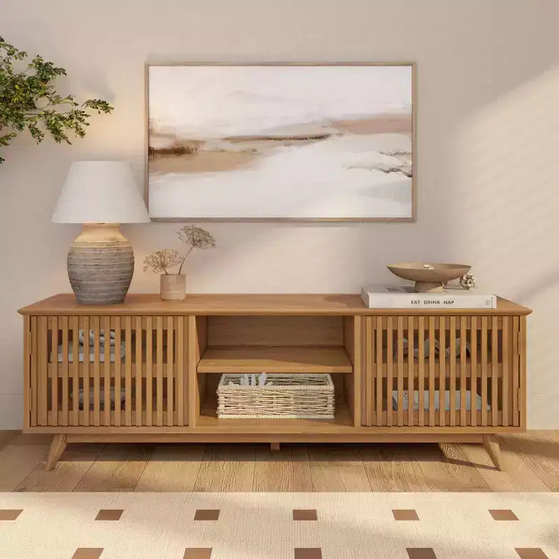 TV-Schrank aus Massivholz im Mid-Century-Modern-Stil, 59, mit 2 Türen