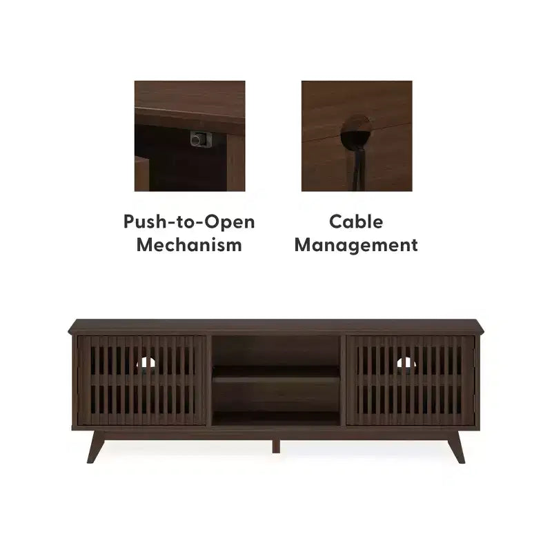 TV-Schrank aus Massivholz im Mid-Century-Modern-Stil, 59, mit 2 Türen
