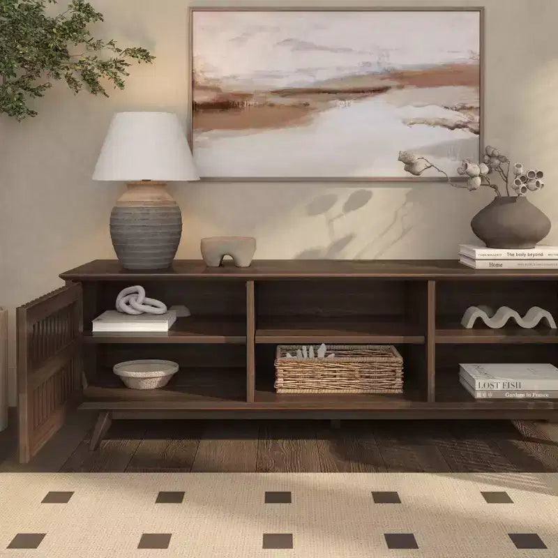 TV-Schrank aus Massivholz im Mid-Century-Modern-Stil, 59, mit 2 Türen