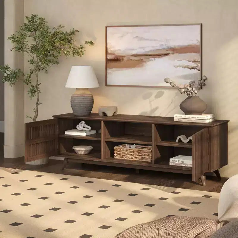 TV-Schrank aus Massivholz im Mid-Century-Modern-Stil, 59, mit 2 Türen