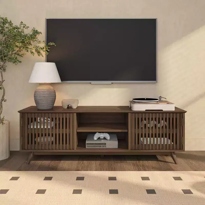 TV-Schrank aus Massivholz im Mid-Century-Modern-Stil, 59, mit 2 Türen