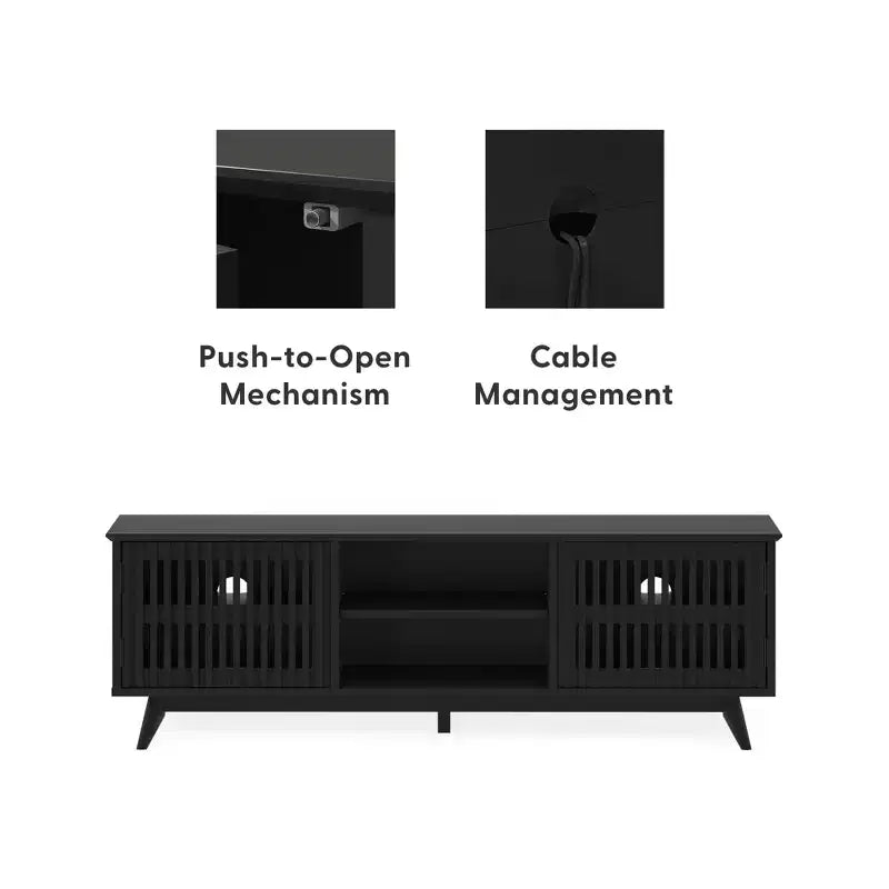 Mueble para TV de madera maciza de estilo moderno de mediados de siglo, de 59, con 2 puertas