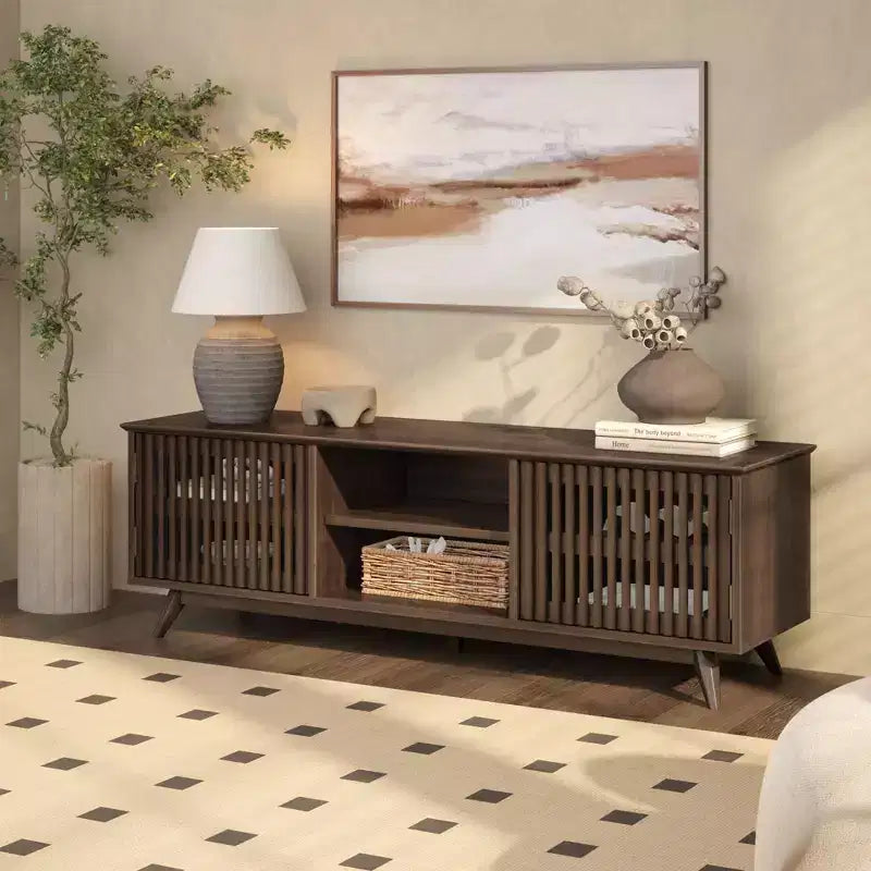 TV-Schrank aus Massivholz im Mid-Century-Modern-Stil, 59, mit 2 Türen
