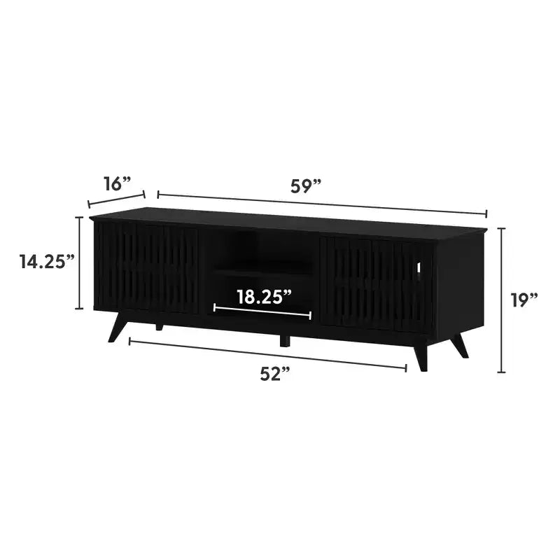 TV-Schrank aus Massivholz im Mid-Century-Modern-Stil, 59, mit 2 Türen