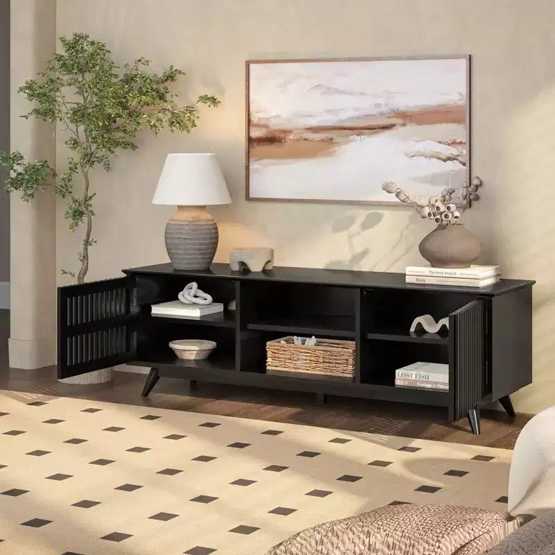 TV-Schrank aus Massivholz im Mid-Century-Modern-Stil, 59, mit 2 Türen