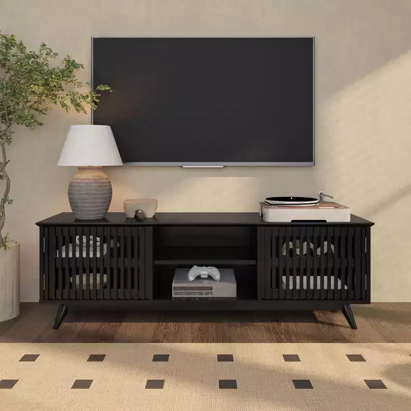 TV-Schrank aus Massivholz im Mid-Century-Modern-Stil, 59, mit 2 Türen