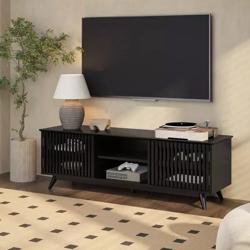 TV-Schrank aus Massivholz im Mid-Century-Modern-Stil, 59, mit 2 Türen