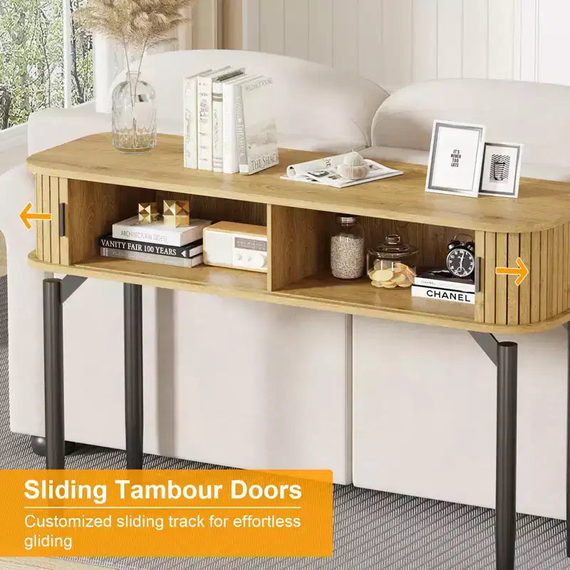 Console cannelée de 47 avec tiroirs, tables d’entrée étroites avec rangement et étagères
