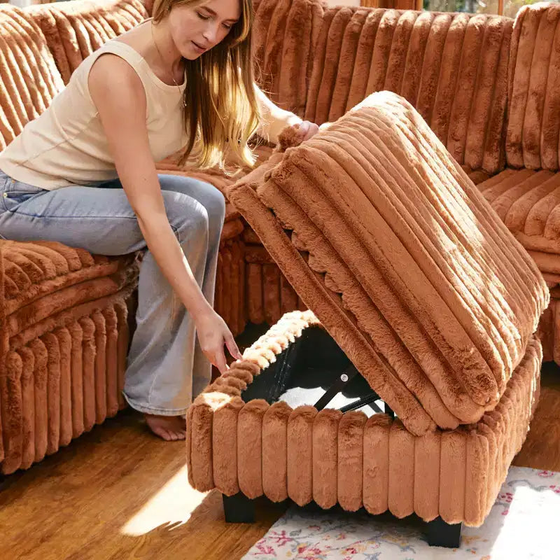 Cordhocker mit Stauraum für modulare Ecksofas
