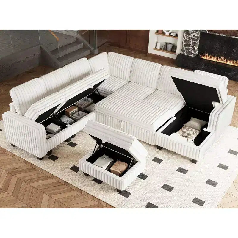 Cordhocker mit Stauraum für modulare Ecksofas
