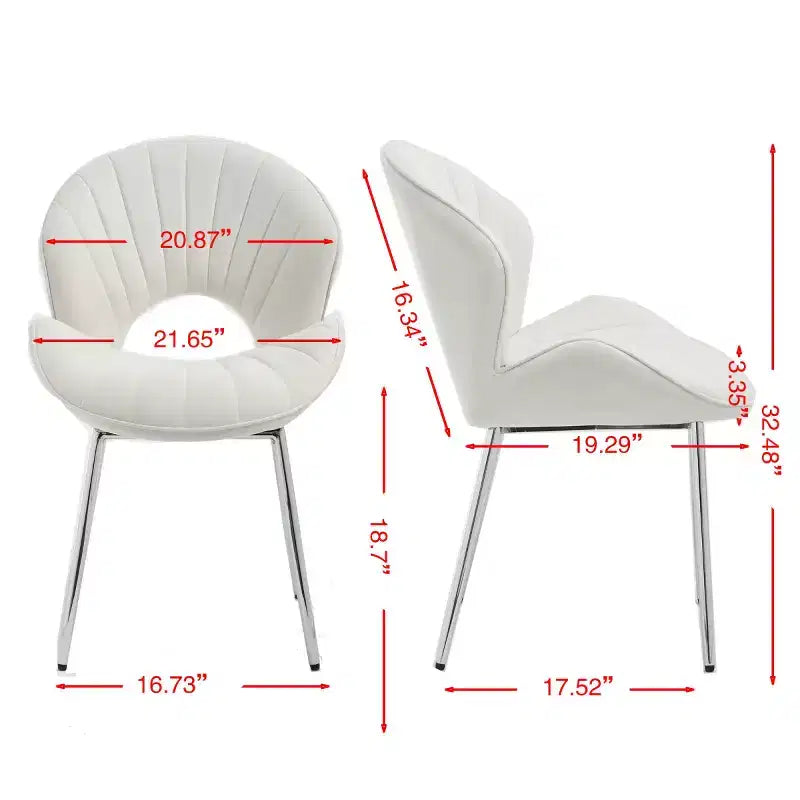 Set aus 2 modernen gepolsterten Esszimmerstühlen mit geschwungener Rückenlehne und Metallbeinen, armlose Esszimmerstühle für Esszimmer oder Küche