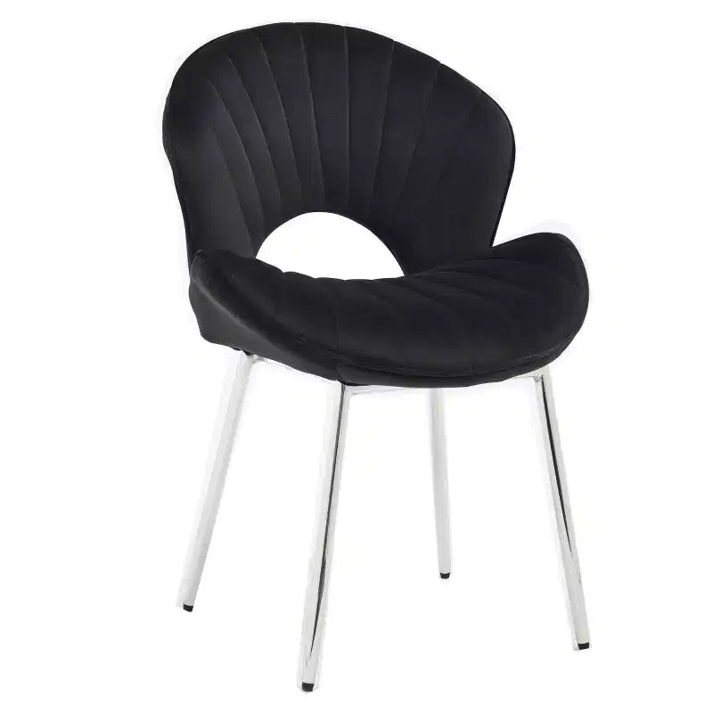 Set aus 2 modernen gepolsterten Esszimmerstühlen mit geschwungener Rückenlehne und Metallbeinen, armlose Esszimmerstühle für Esszimmer oder Küche