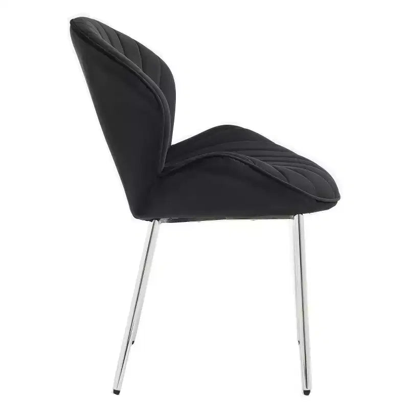 Set aus 2 modernen gepolsterten Esszimmerstühlen mit geschwungener Rückenlehne und Metallbeinen, armlose Esszimmerstühle für Esszimmer oder Küche