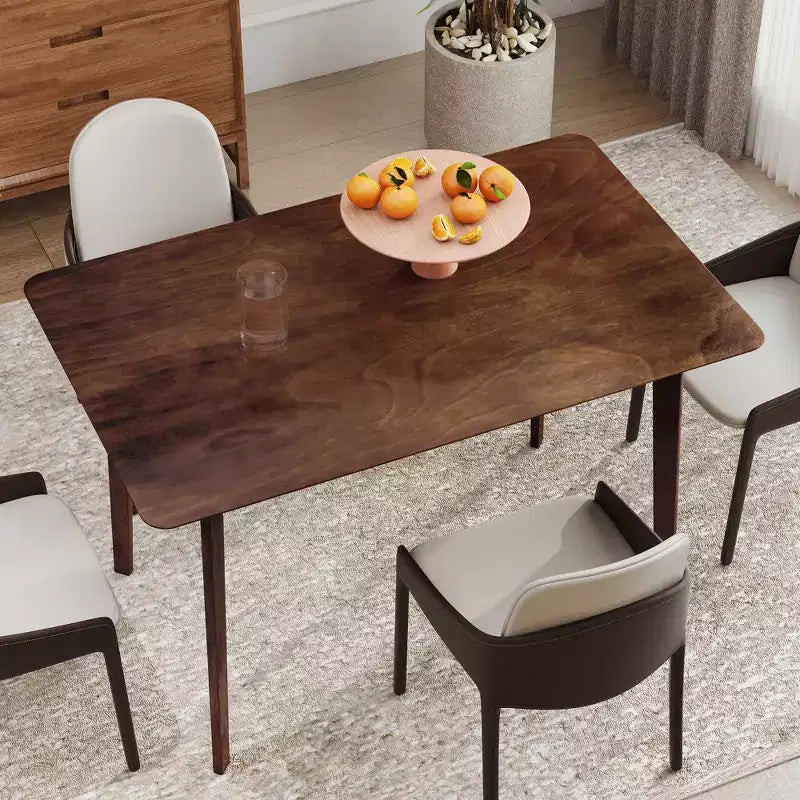 Mesa de comedor rectangular de 47.2 para 4 personas, mesa de cocina moderna de mediados de siglo con patas de madera de caucho para el comedor