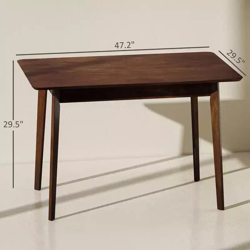 Mesa de comedor rectangular de 47.2 para 4 personas, mesa de cocina moderna de mediados de siglo con patas de madera de caucho para el comedor